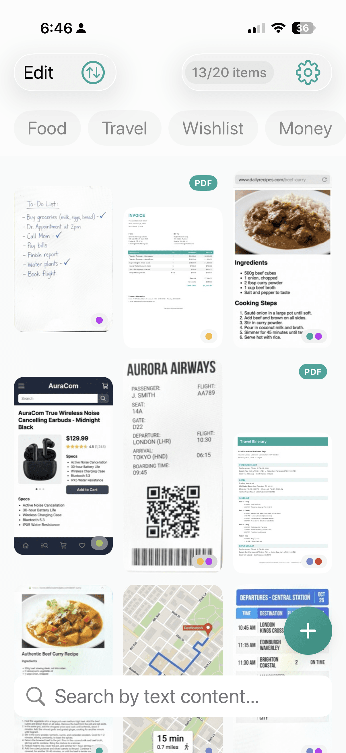 Keeplet home screen