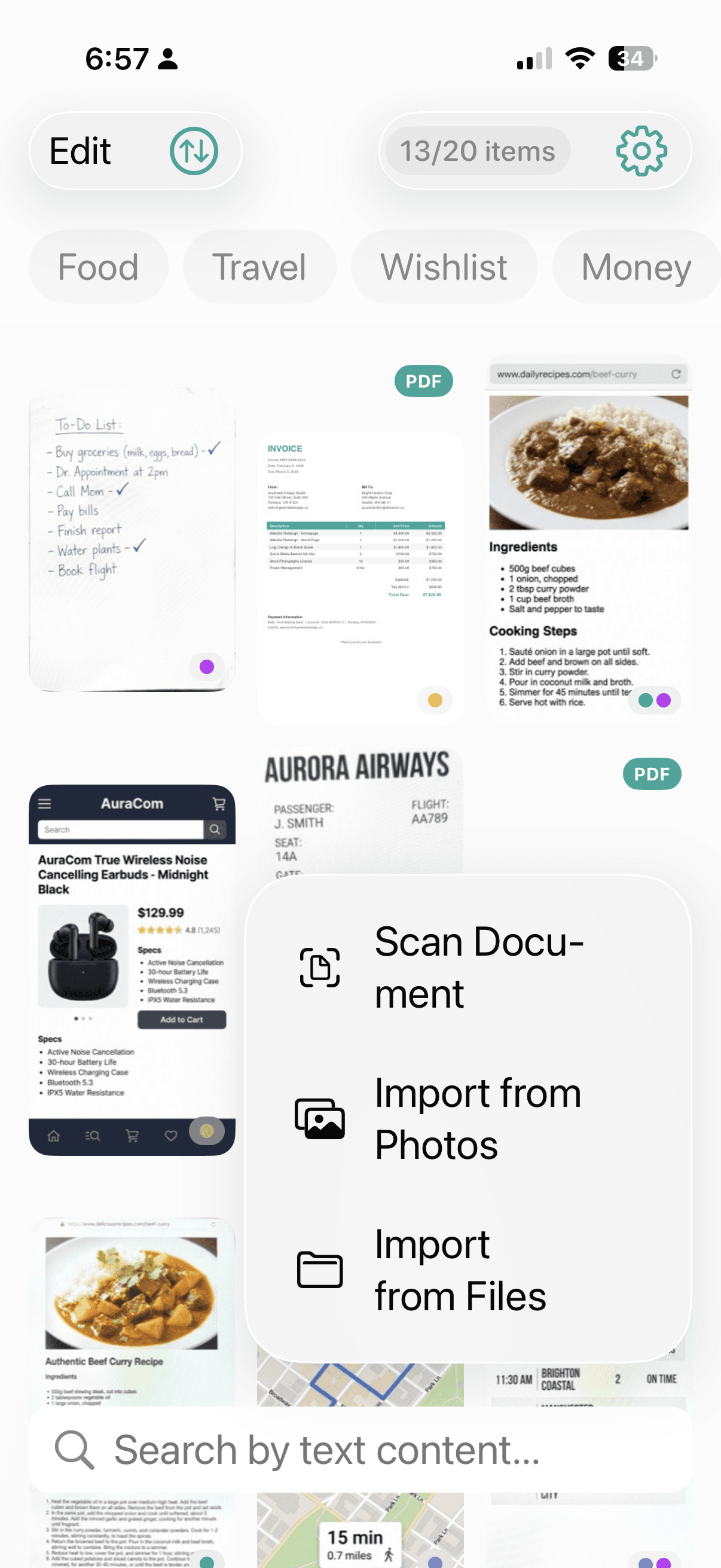 Keeplet import screen